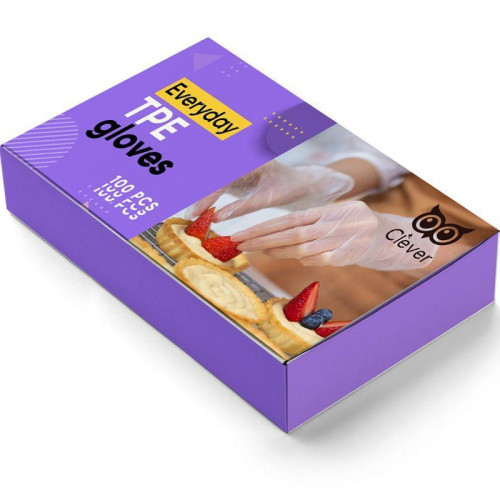 Clever Everyday TPE Gloves, 100 шт., Рукавички одноразові кухонні, прозорі, розмір M, Клевер