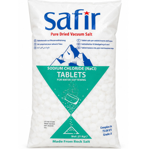 Safir, 25 кг, Сіль таблетована для пом'якшення води, Сафір